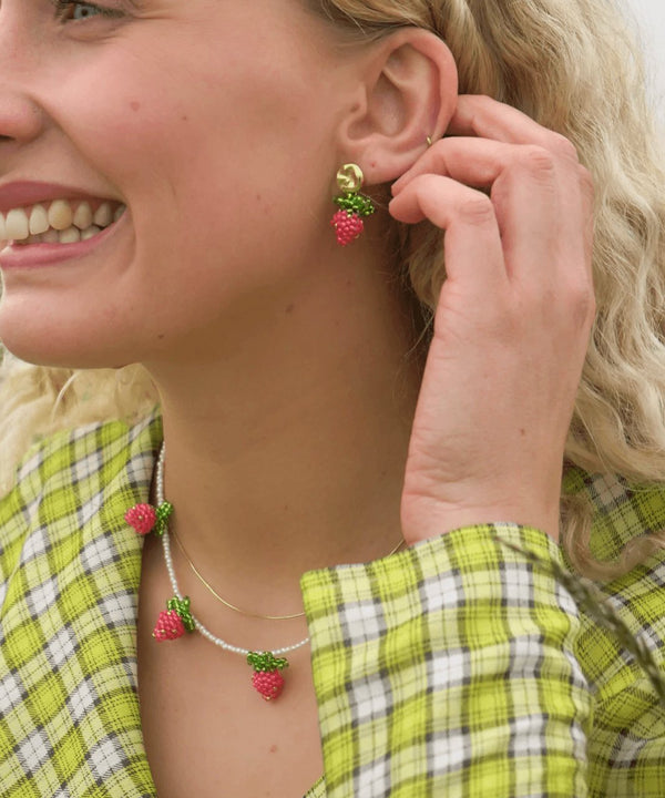 Pink Jordbær Halskæde - LULO Jewelry