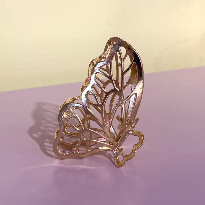 Guld sommerfugl hårklemme i metal