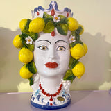 Testa Di Moro vase - kvinde med citroner og blomster