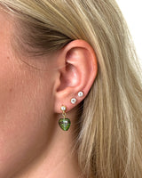 Heart drop ørering - emerald