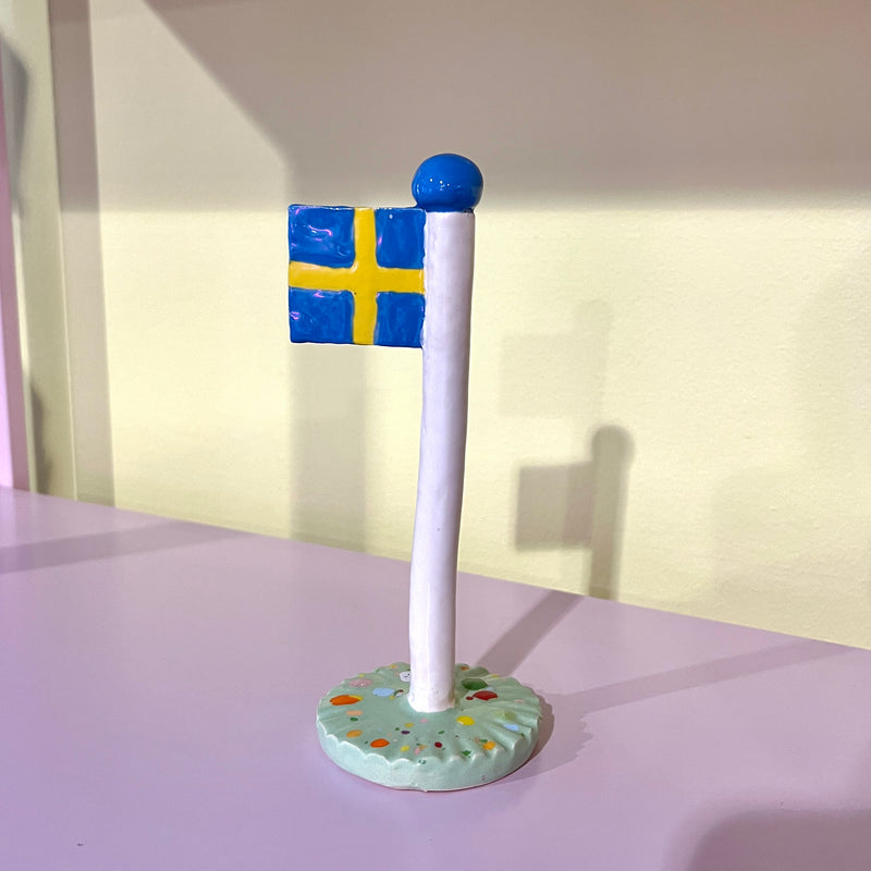 Svensk flag med grøn bund 17 cm