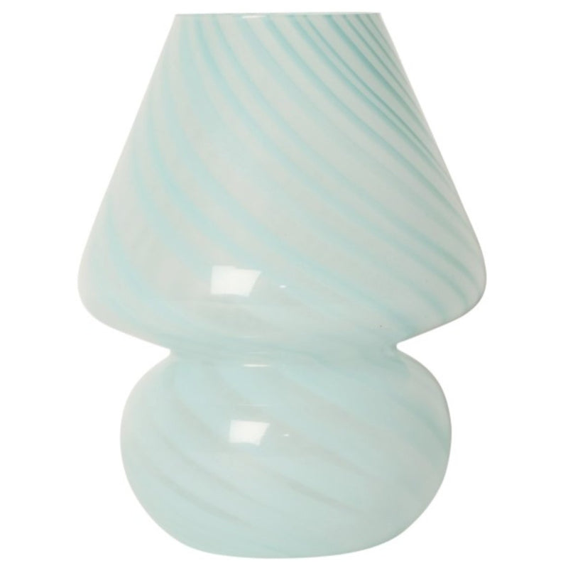 Lampe i glas - lyseblå med striber