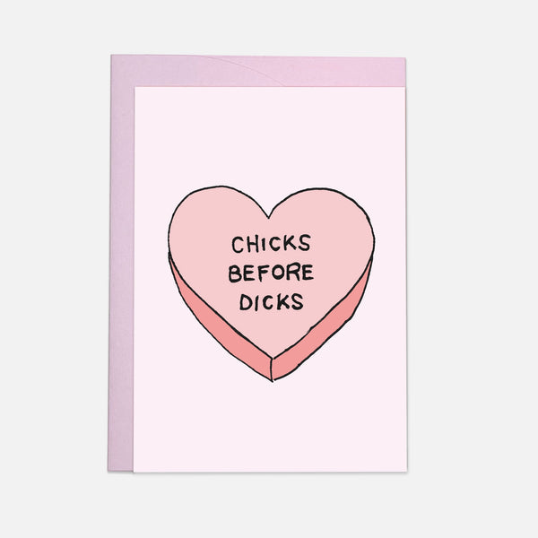 Chicks before dicks greeting card: Double