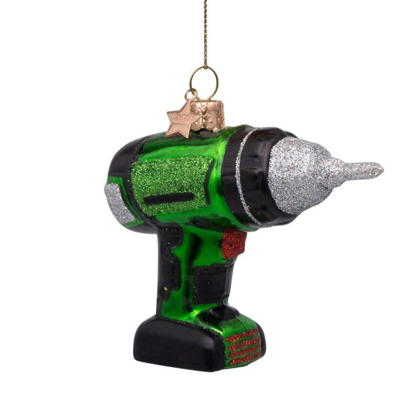 Grøn boremaskine Juleornament - H:8.5cm (17)