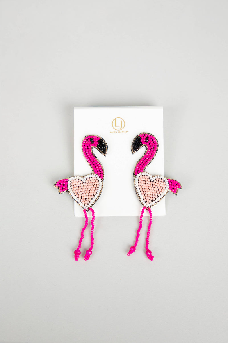 Hjerte flamingo øreringe