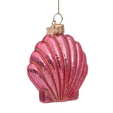 Pink muslingeskal juleornament - H:7.5cm (6)