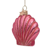 Pink muslingeskal juleornament - H:7.5cm (6)