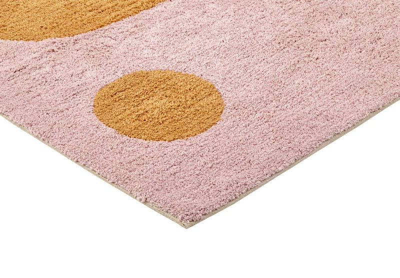 Yin Yang gulvtæppe i økologisk bomuld i orange/rosa - 90x120 cm