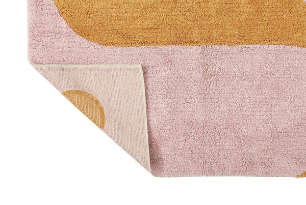 Yin Yang carpet in organic cotton in orange / pink - 90x120 cm