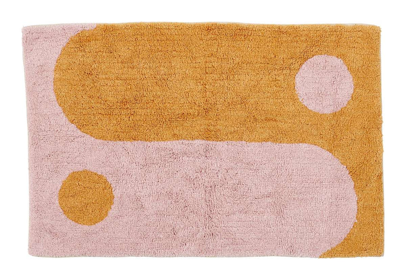 Yin Yang gulvtæppe i økologisk bomuld i orange/rosa - 60x90 cm
