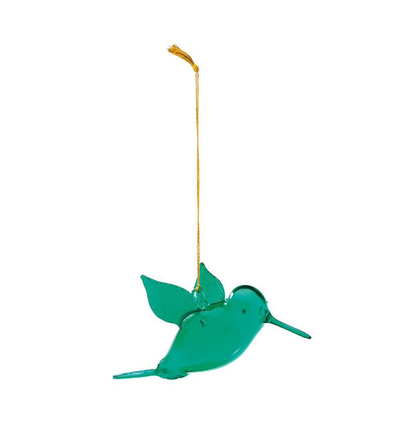 Glass hummingbird Christmas ornament