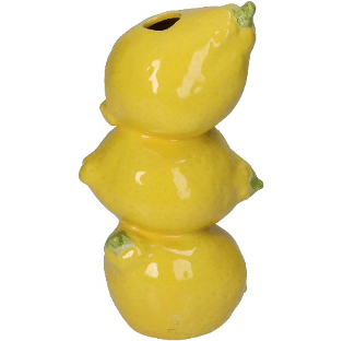 Vase med tre stablede frugter - fås med citroner og appelsiner.