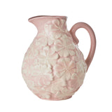 Pink ceramic jug with flowers