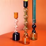 Tri-colored glass candle holder - medium