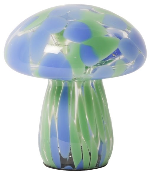 Svampe lampe i grøn og blå glas - 17x15 cm