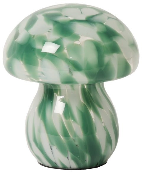 Svampe lampe i grønt og hvidt glas - 16x13 cm
