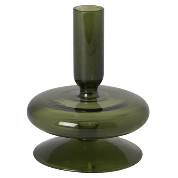 Olivengrøn lysestage i glas (7)