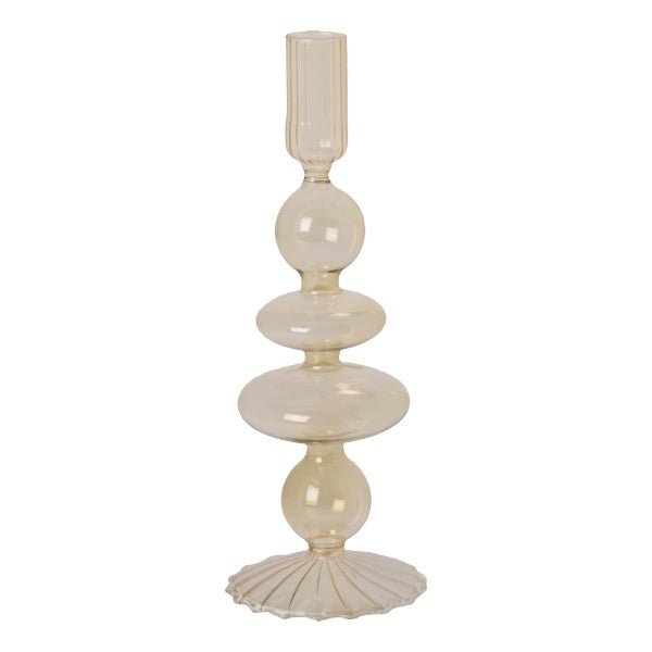 Light yellow glass candle holder (1)