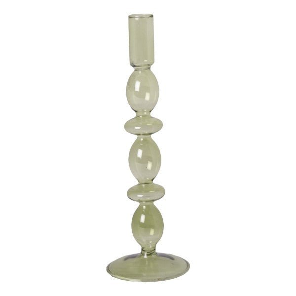 Light green glass candlestick (3)