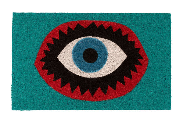 Door mat with eye motif