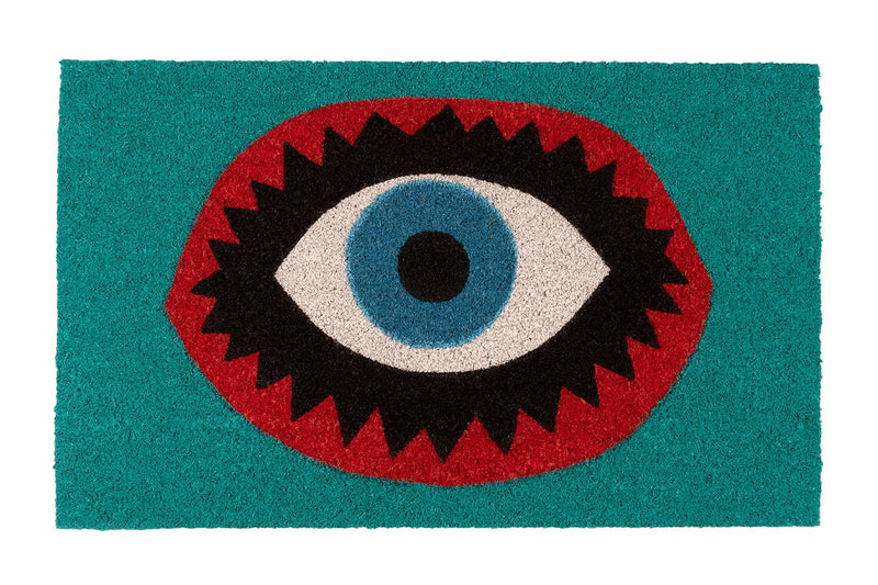 Door mat with eye motif
