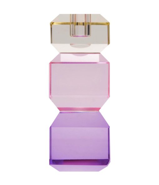 Smuk krystal lysetage i smør/pinkt/violet (nr. 56)