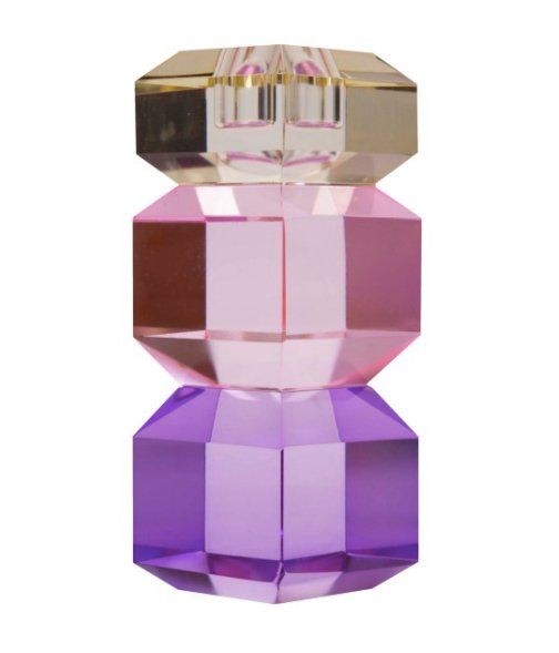 Smuk krystal lysetage i smør/pinkt/violet (nr. 56)