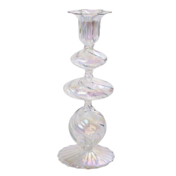 Large rainbow colored glass candle holder (14)
