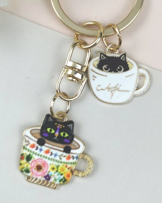 Cat in a cup Keychain