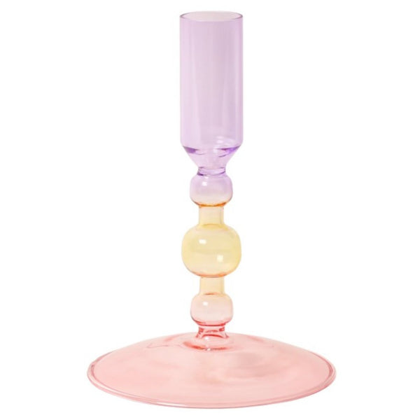 Glas lysestage i pink, gul og lilla (20)