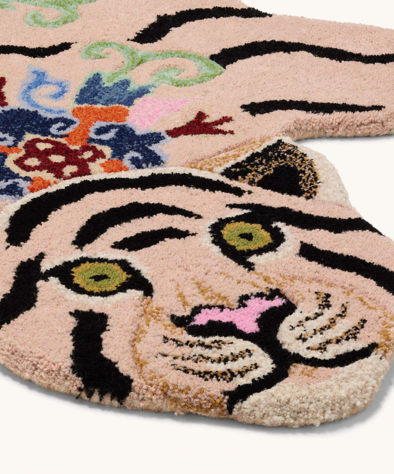 Pink leopard tæppe med farver stor