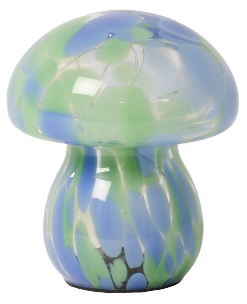 Svampe lampe i grønt og blåt glas - 16x13 cm