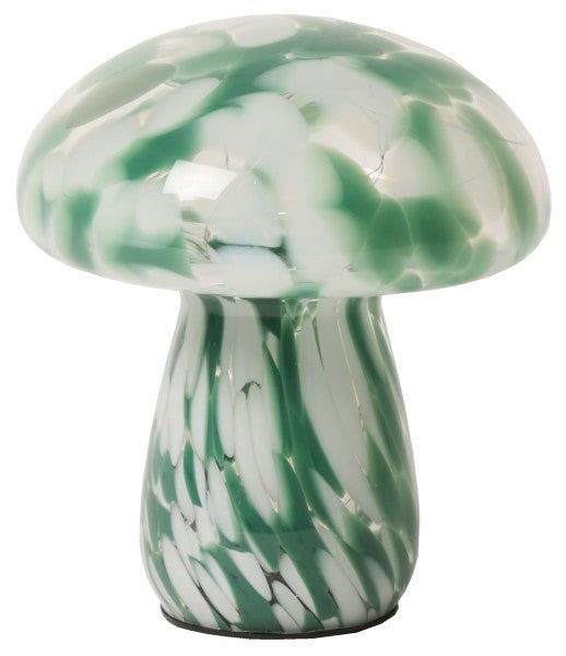 Svampe lampe i grønt og hvidt glas - 17x15 cm