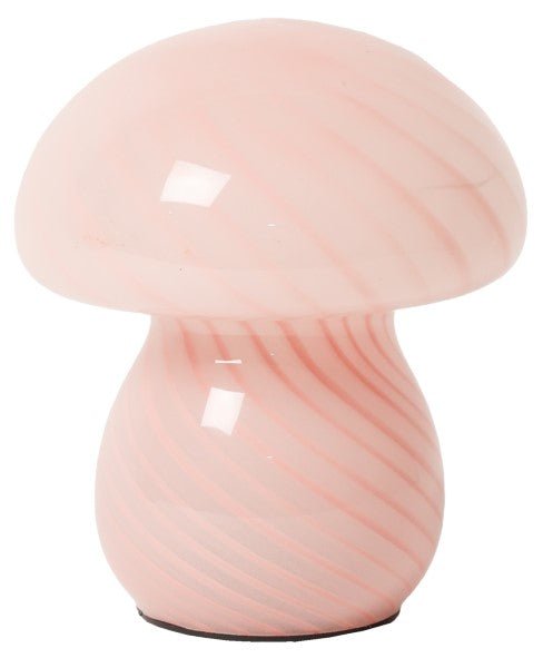 Svampe lampe i lys pink glas - 16x13 cm