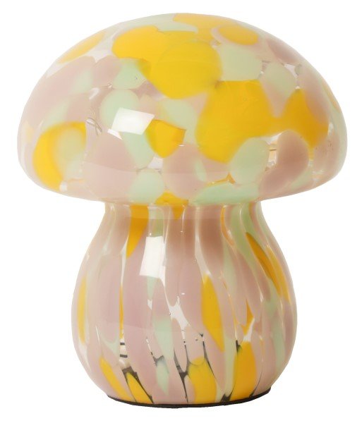 Svampe lampe i pink, grøn og gul glas - 16x13 cm