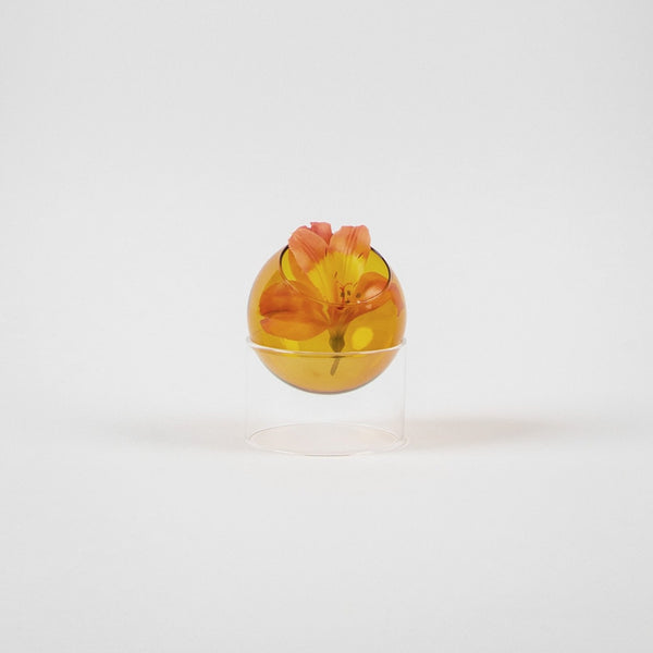 Smuk lille vase, Standing Flower Bubble i amber (low tube) 