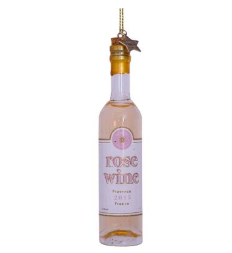 Rose Wine Bottle Christmas Ornament